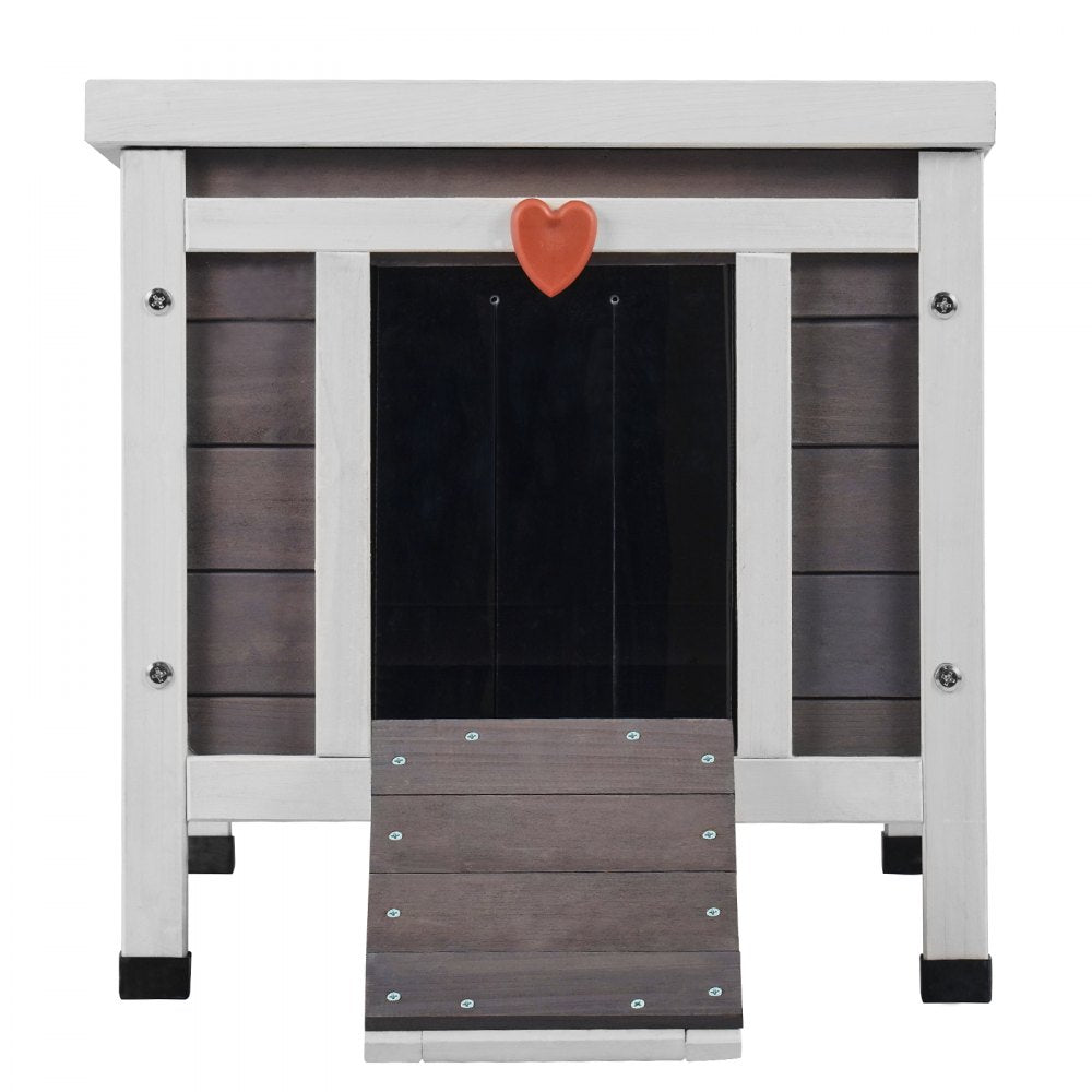 VEVOR Outdoor Cat House Weatherproof, Feral Cat Shelter for Multiple Cats, Outdoor Wooden Cat Rabbit House with PVC Door Flaps and Open Roof, 21"L x 17"W x 17"H