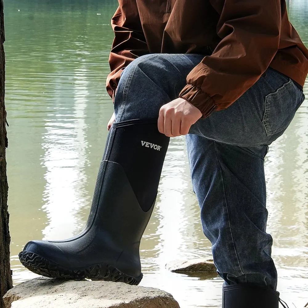 VEVOR Men's Rubber Boots, Protective Footwear, Waterproof Anti Slip Hunting Boots, Gardening Insulated Mud Boots, Protective Footwear, Lightweight & Durable, for Manufacturing, Farming, Size 11 US