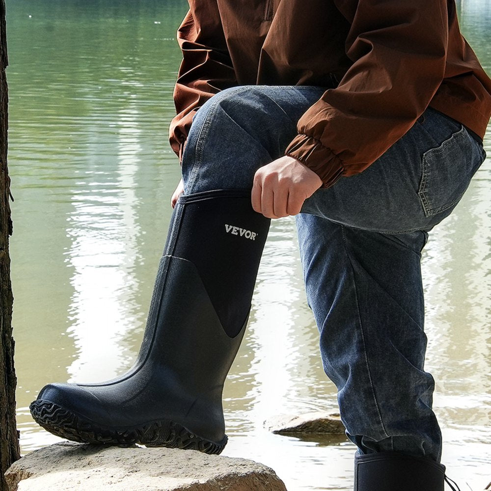 VEVOR Men's Rubber Boots, Protective Footwear, Waterproof Anti Slip Hunting Boots, Gardening Insulated Mud Boots, Protective Footwear, Lightweight & Durable, for Manufacturing, Farming, Size 12 US
