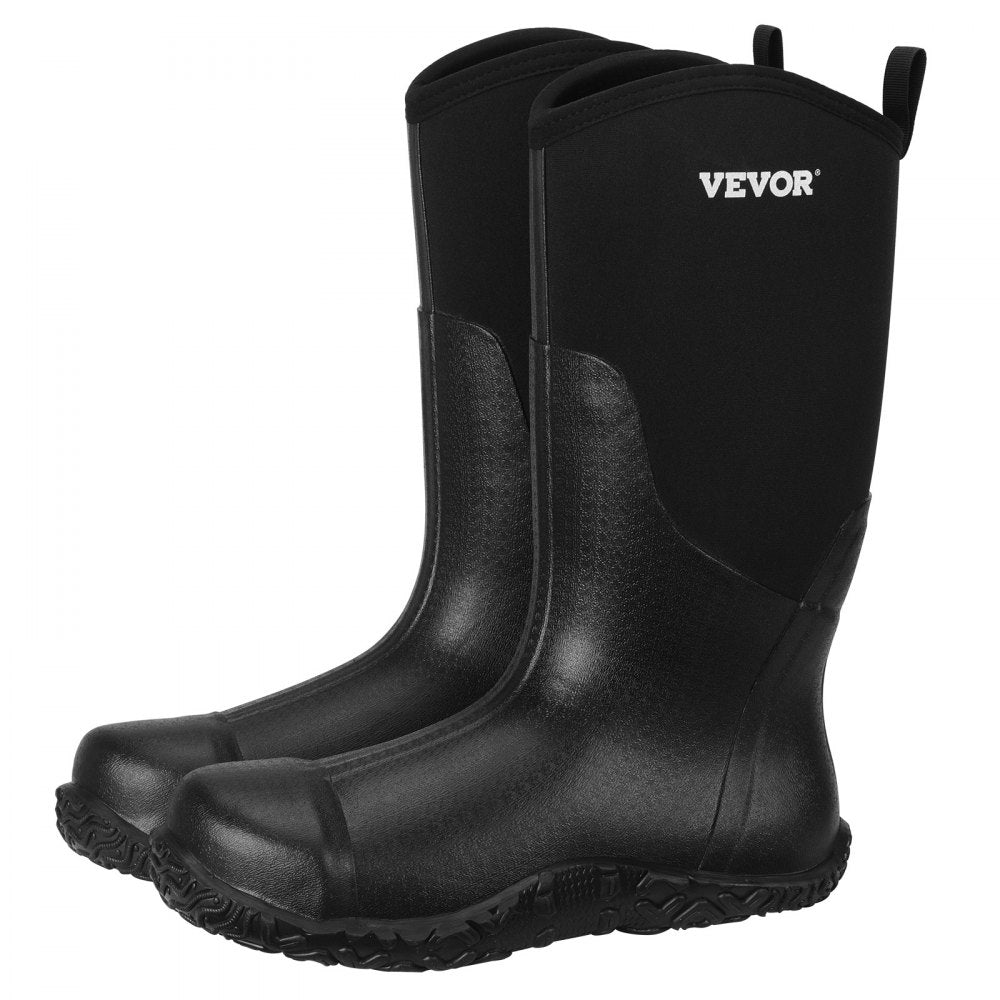 VEVOR Men's Steel Toe Rubber Boots, Protective Footwear, Waterproof Rain Fishing Boots, Outdoor Non-Slip Work Shoes, Lightweight and Durable, for Manufacturing, Construction, Farming, Size 12 US