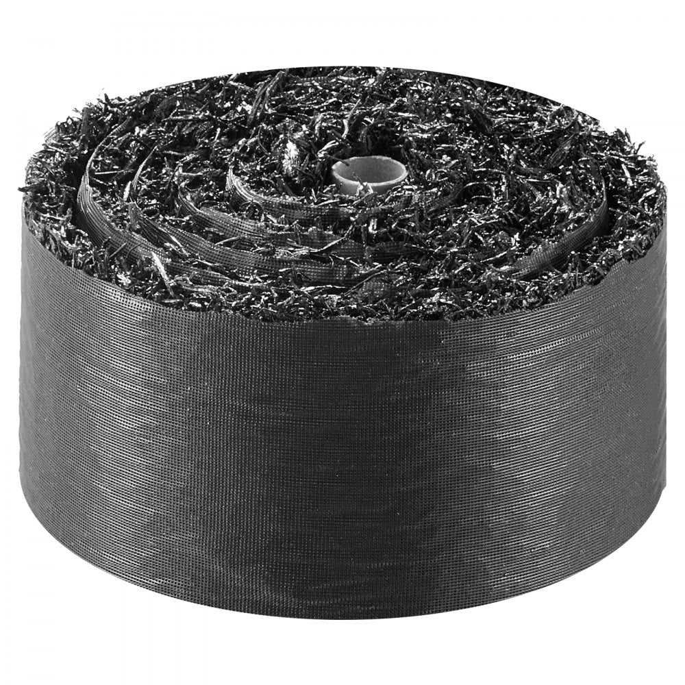 VEVOR Rubber Mulch Mat Roll, 6 Rolls 120 x 4.5 in, Recycled Rubber Permanent Mulch Edging Border, Natural-Looking Flower Barrier with Stakes, 0.5 in Thick Cuttable Garden Edgings for Landscaping