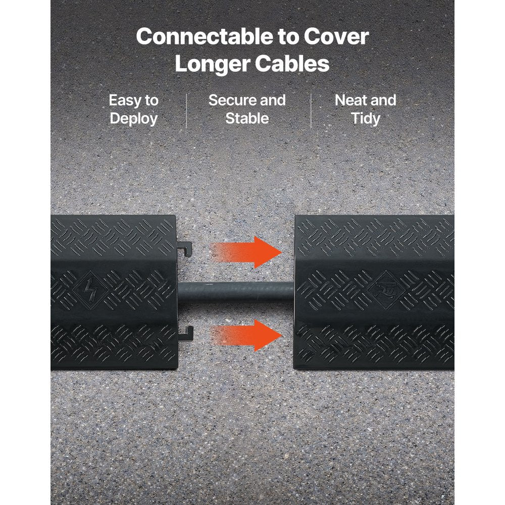 VEVOR Drop Over Cable Cover, 17,500 lbs/Axle Load Capacity, Heavy Duty Cable Hose Protector Ramp, Floor Cord Cover, for High Walking Traffic Areas, Indoor, Outdoor, Home, Office, Warehouse, 3 Pack