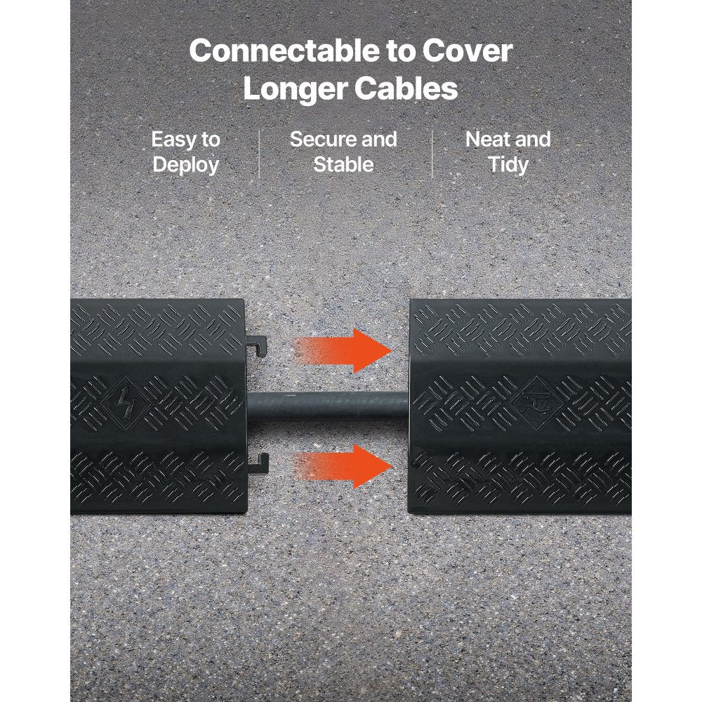 VEVOR Drop Over Cable Cover, 17,500 lbs/Axle Load Capacity, Heavy Duty Cable Hose Protector Ramp, Floor Cord Protector Cover, for Indoor High Walking Traffic Areas, Home, Office, Warehouse, 2 Pack