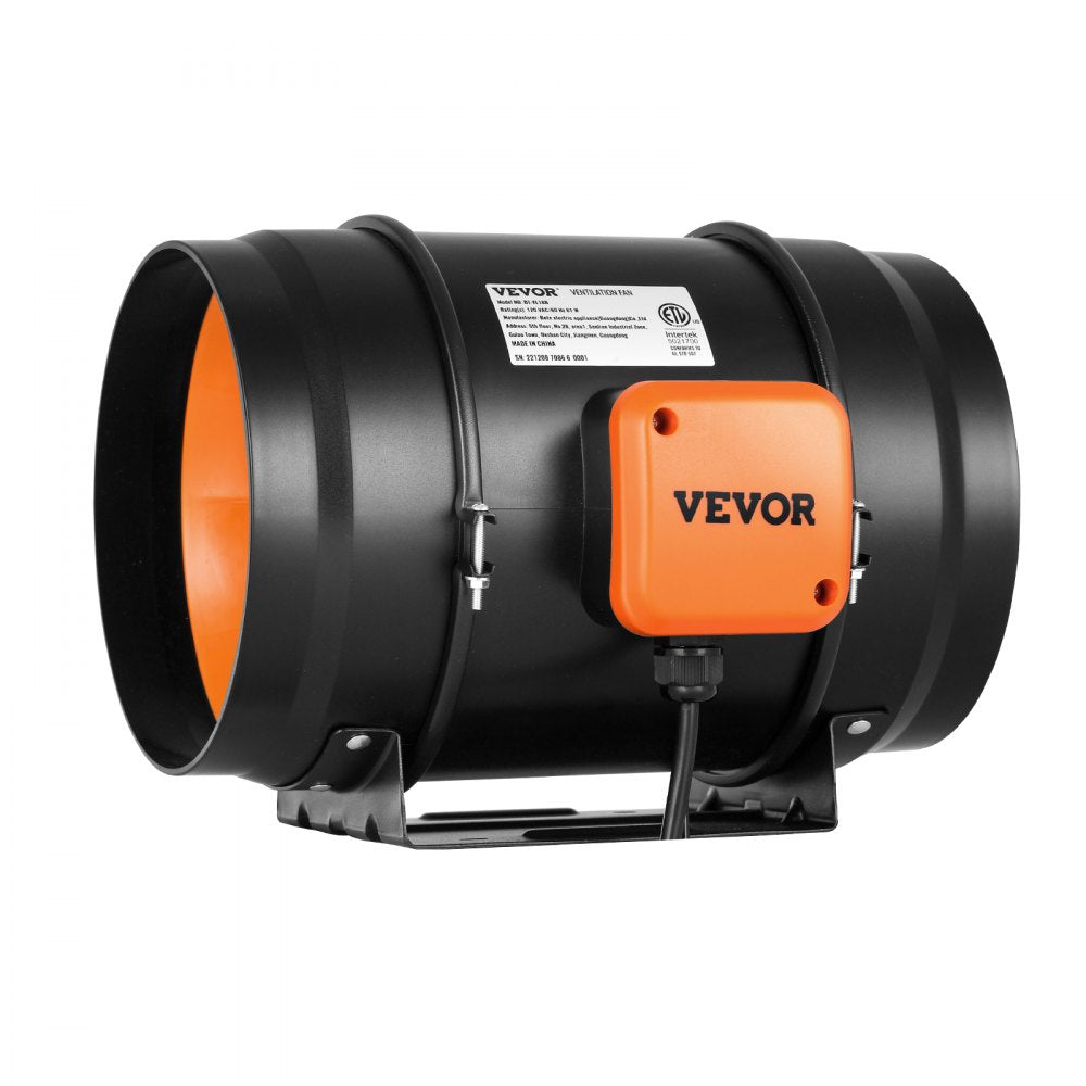 VEVOR Inline Duct Fan, 8-Inch 807 CFM with Temperature Humidity Controller, Quiet EC-motor Ventilation Exhaust Fan for Cooling Booster, Grow Tents, Hydroponics