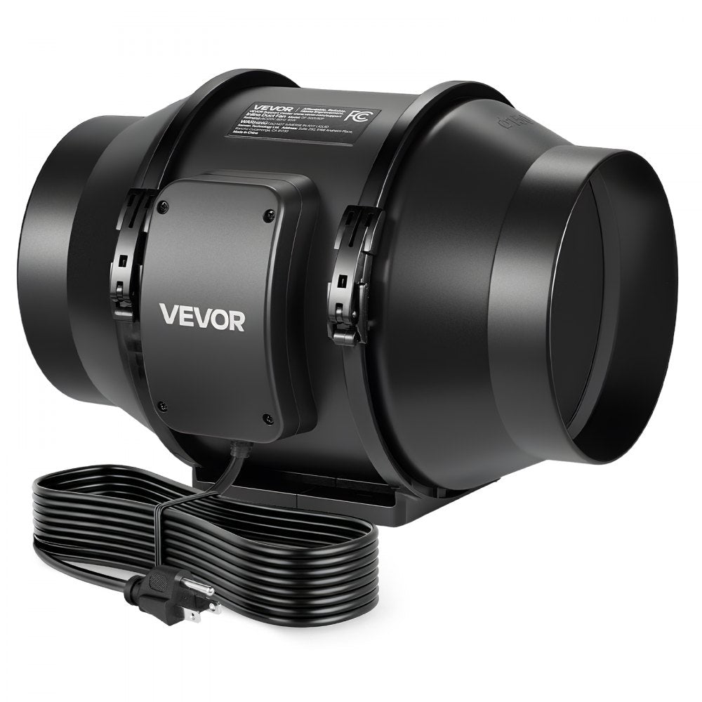 VEVOR Inline Duct Fan, 6 in Quiet Inline Exhaust Fan, 380 CFM Powerful AC-Motor Ventilation Fans for Cooling Booster, High Air Flow, Vent Blower Fans for Indoor Grow Tents Basement Hydroponics