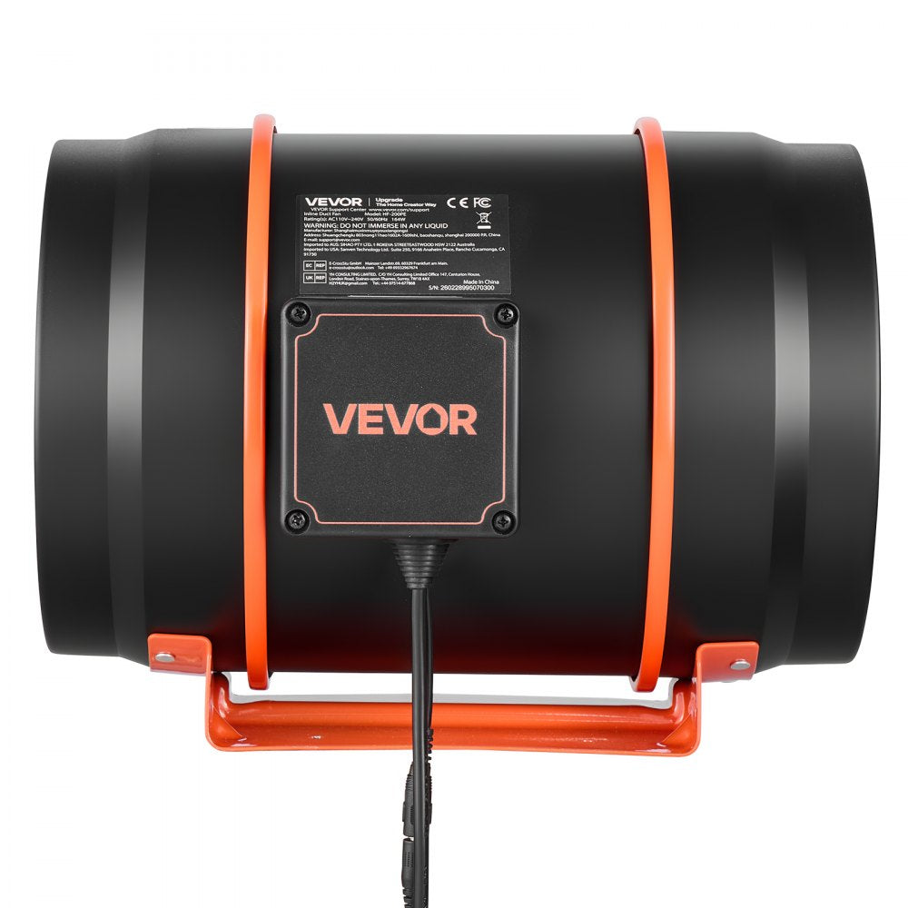 VEVOR Inline Duct Fan, 807 CFM 8 inch EC Motor Ventilation Fan with 3-Speed Circulation, 10-Speed PWM Controller, Timer-Controlled Operation, Cooling for Grow Tents, Indoor Gardening, Hydroponics