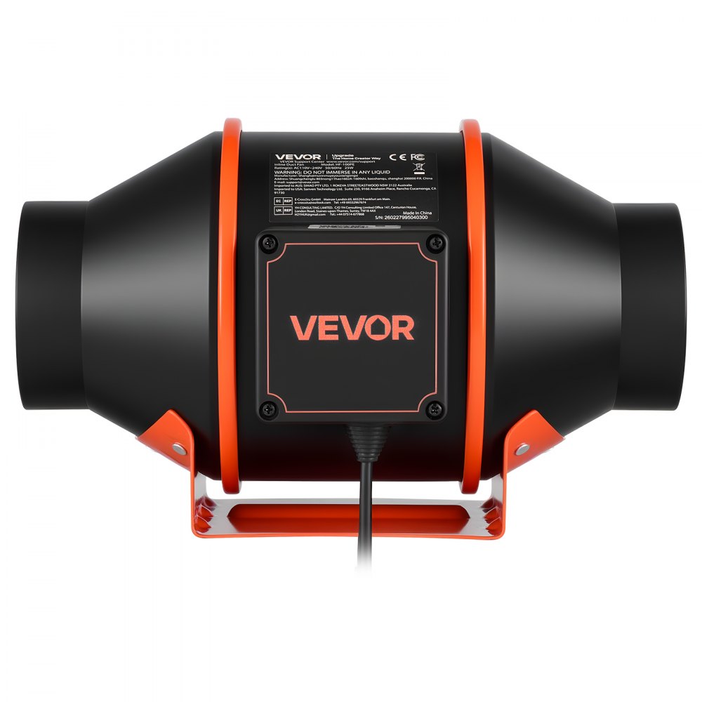 VEVOR Inline Duct Fan Kit with Carbon Filter, 205 CFM 4 inch EC Motor Ventilation Fan with 3-Speed Circulation, 10-Speed PWM Controller, Timer, Cooling for Grow Tents, Indoor Gardening, Hydroponics