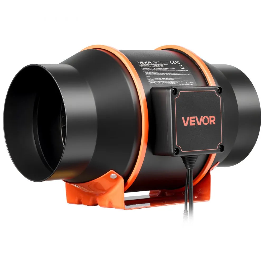 VEVOR Inline Duct Fan Kit with Carbon Filter, 402 CFM 6 inch EC Motor Ventilation Fan with 3-Speed Circulation, 10-Speed PWM Controller, Timer, Cooling for Grow Tents, Indoor Gardening, Hydroponics