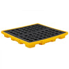 VEVOR Spill Containment Pallet, 4 Drum Low Profile Spill Containment Modular Platform, 31 Gallon Sump, 8818 lbs Load Capacity, Heavy-Duty Polyethylene Tray with Drain, 51.4" x 50.4" x 5.9", Yellow