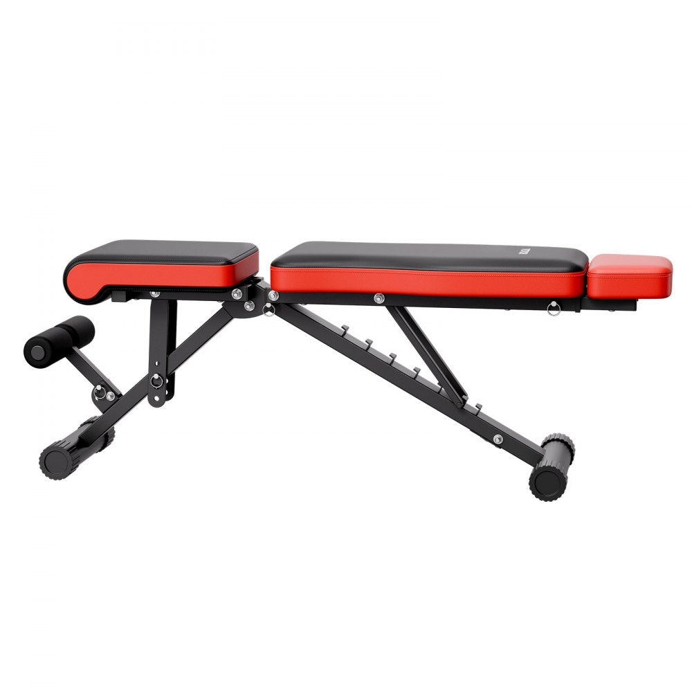 VEVOR Weight Bench, 660lbs Adjustable Weight Bench Press for Full Body Workout, Exercise Sit up Bench for Home Gym Strength Training, Flat Bench with Extended Head/Neck Protection & Quick Folding