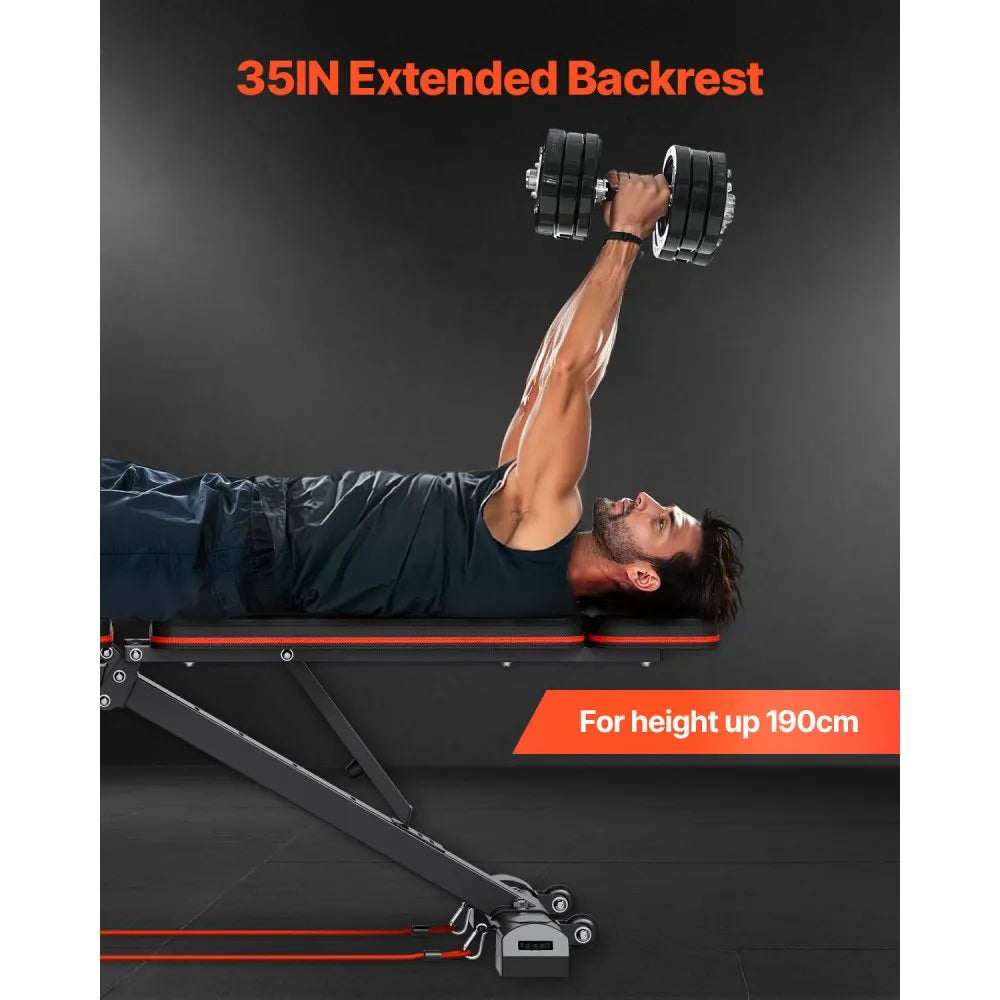VEVOR Weight Bench, 800lbs Adjustable Weight Bench Press for Full Body Workout, Exercise Sit up Bench for Home Gym Strength Training, Flat Bench with with Leg Extension, Preacher Pad, Fast Adjustment