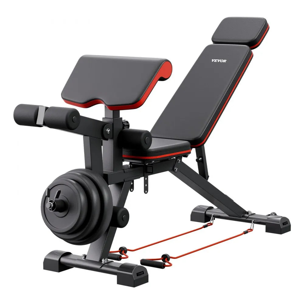 VEVOR Weight Bench, 800lbs Adjustable Weight Bench Press for Full Body Workout, Exercise Sit up Bench for Home Gym Strength Training, Flat Bench with with Leg Extension, Preacher Pad, Fast Adjustment