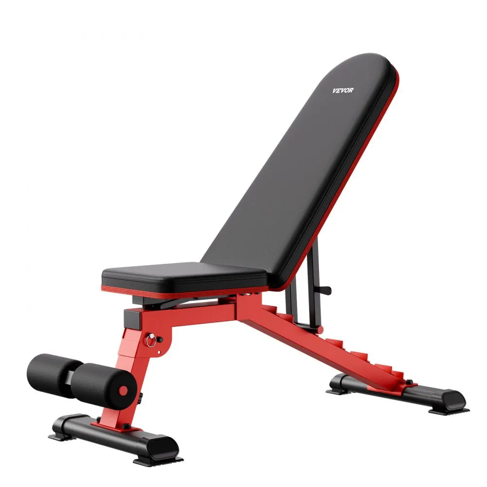 VEVOR Weight Bench, 1200lbs Heavy Duty Stable Weight Bench Press for Full Body Workout, Adjustable Exercise Sit up Bench for Home Gym Strength Training, Flat Bench with Quick Folding & Fast Adjustment