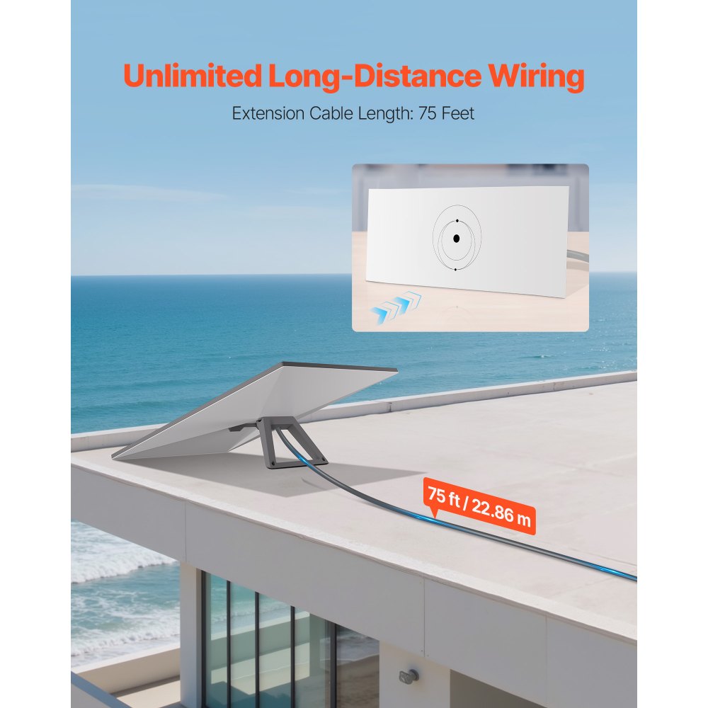 VEVOR Starlink Gen 3 Cable, 75 FT, 26 AWG Copper Core, Durable Extension Cable for Standard Generation 3, Compatible with Starlink Rectangular Satellite V3, Flexible Wiring for RV, Backyard or Camping
