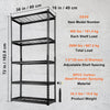 VEVOR Storage Shelving Unit, 5-Tier Adjustable, 2000 lbs Capacity, Heavy Duty Garage Shelves Metal Organizer Wire Rack, Black, 36" L x 16" W x 72" H for Kitchen Pantry Basement Bathroom Laundry Closet