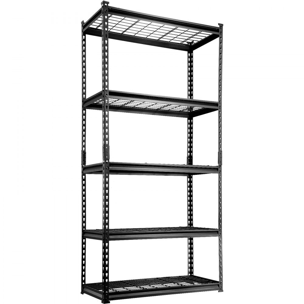 VEVOR Storage Shelving Unit, 5-Tier Adjustable, 2000 lbs Capacity, Heavy Duty Garage Shelves Metal Organizer Wire Rack, Black, 36" L x 16" W x 72" H for Kitchen Pantry Basement Bathroom Laundry Closet