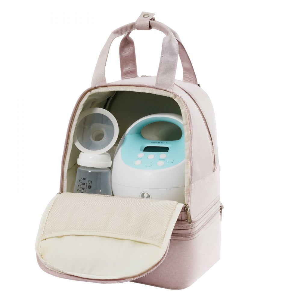 VEVOR Breast Pump Backpack, Breast Feeding Bag with Ice Pack, Fits for S1/S2, Pumping Accessories & Breastmilk Storage, Portable Pump Carrying Case for Work, Travel and Family Use, Light Pink