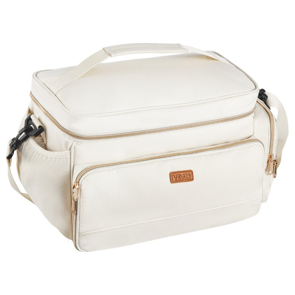 VEVOR Breast Pump Bag, Breast Feeding Bag with Waterproof Mat, Fits for S1/S2, Pumping Accessories & Breastmilk Storage, Portable Pump Carrying Case for Work, Travel and Family Use, Beige