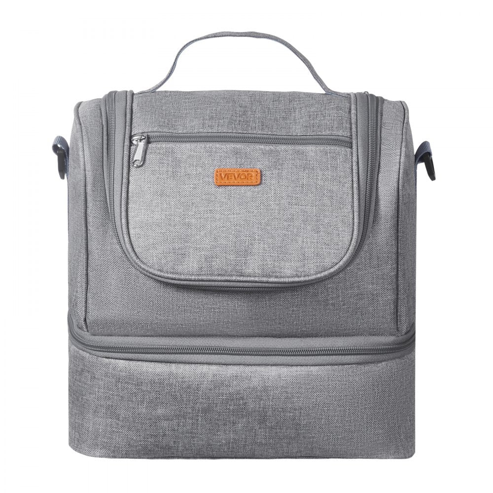 VEVOR Breast Pump Bag, Breast Feeding Bag with Ice Pack, Fits for S1/S2, Pumping Accessories & Breastmilk Storage, Portable Pump Carrying Case for Work, Travel and Family Use, Grey