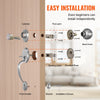 VEVOR Front Door Handle and Deadbolt Set, Satin Nickel Front Door Lock Set with Interior Knob, Adjustable Hole Spacing Single Cylinder Handleset, for Right and Left Handed Entrance and Front Door