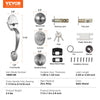 VEVOR Front Door Handle and Deadbolt Set, Satin Nickel Front Door Lock Set with Interior Knob, Adjustable Hole Spacing Single Cylinder Handleset, for Right and Left Handed Entrance and Front Door