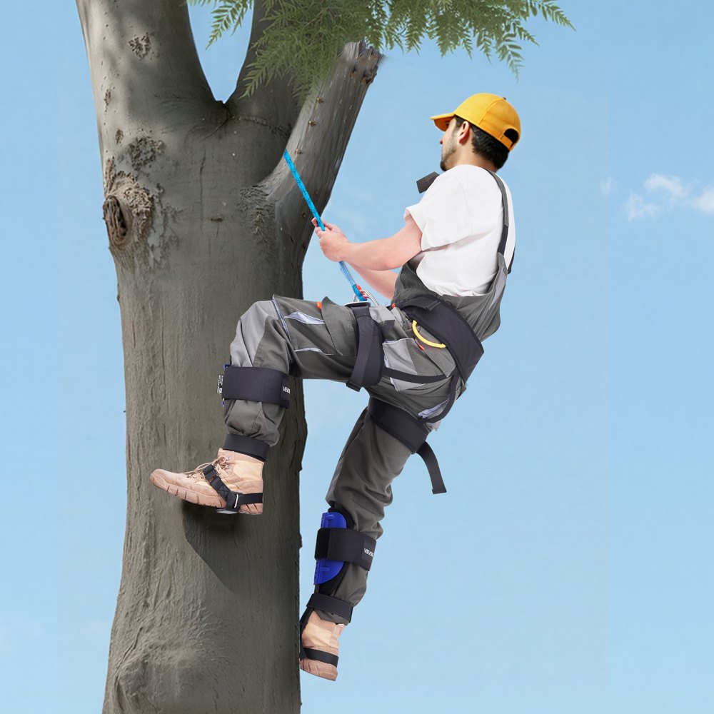 VEVOR Tree Climbing Spikes Set, Height-Adjustable Tree Climbing Gear with Straps & Harness, 350 lbs Load Capacity, Heavy Duty Steel Climb Spurs Arborist Equipment for Fruit Picking Hunting