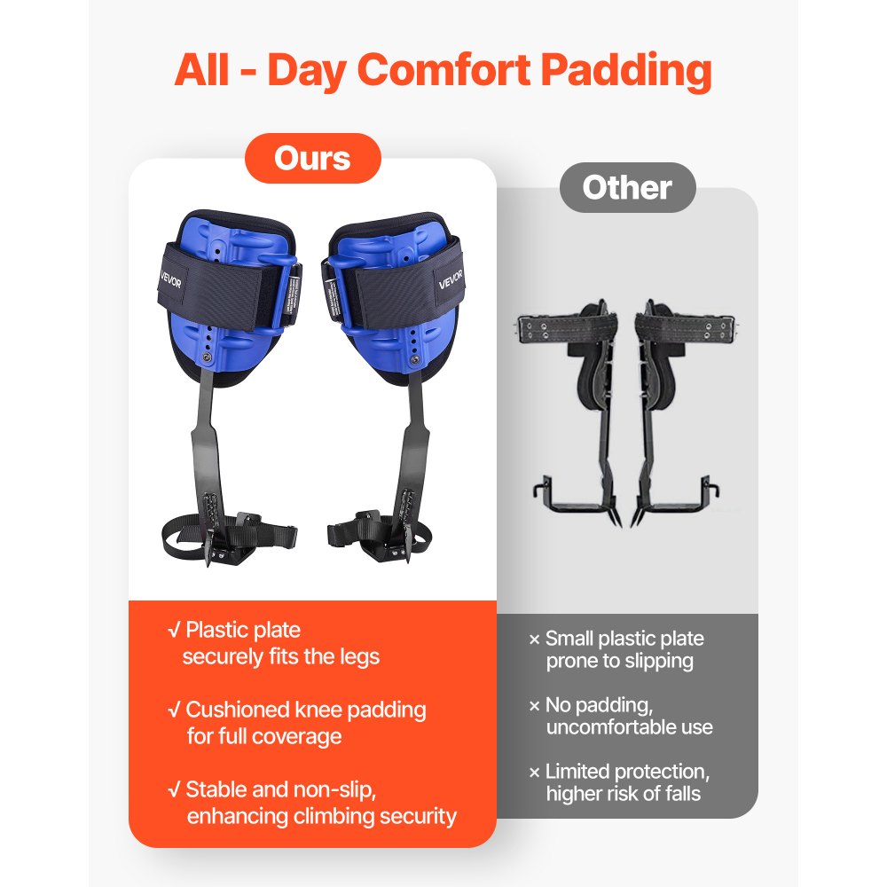 VEVOR Tree Climbing Spikes Set, Height-Adjustable Tree Climbing Gear with Straps & Waist Harness, 350 lbs Load Capacity, Heavy Duty Steel Climb Spurs Arborist Equipment for Fruit Picking Hunting