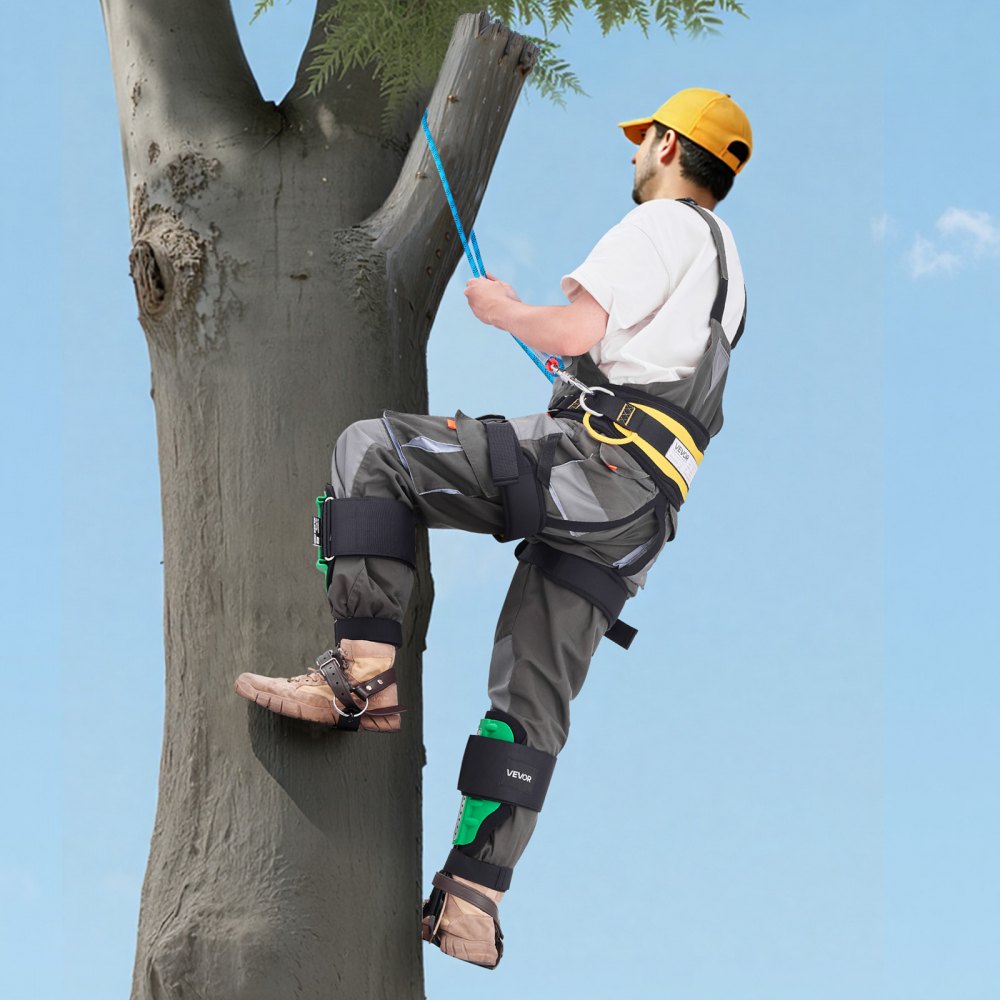 VEVOR Tree Climbing Spikes Set, Height-Adjustable Tree Climbing Gear with Straps & Spike Protectors, 350 lbs Load Capacity, Heavy Duty Steel Climb Spurs Arborist Equipment for Fruit Picking Hunting