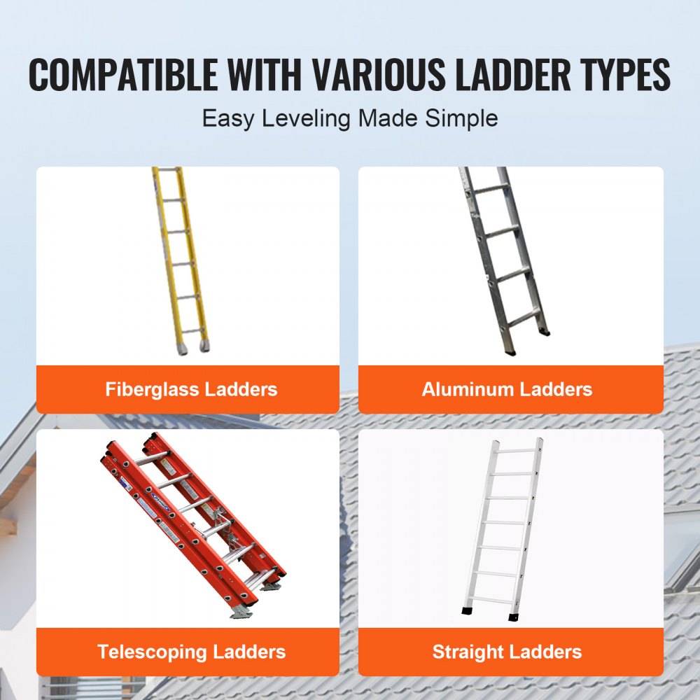VEVOR Ladder Levler, 380lbs Load PP Ladder Leveling Tool, Pitch Hopper, Stair Ladder Stabilizer with Storage, Easy to Use Stable Platform for All Surfaces,Extension Ladder Accessory for Uneven Ground