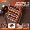 VEVOR Cigar Humidor Cabinet, Handmade Spanish Cedar Wood Cigar Humidor for 100-150 Cigars, Glass Cigar Desktop Storage Case with Digital Humidifier, Hygrometer, Shelves, and Handle, Great Gift for Men