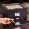 VEVOR Cigar Humidor, Glass Top Cigar Humidor Box, Handmade Spanish Cedar Wood Cigar Desktop Box, Cigar Storage Case with Humidifier, Hygrometer, Divider and Accessory Drawer, 30-50 Cigars