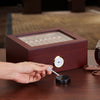 VEVOR Cigar Humidor, Glass Top Cigar Humidor Box, Handmade Spanish Cedar Wood Cigar Desktop Box, Cigar Storage Case with Humidifier, Hygrometer and Divider, 30-50 Cigars, Great Gift for Men