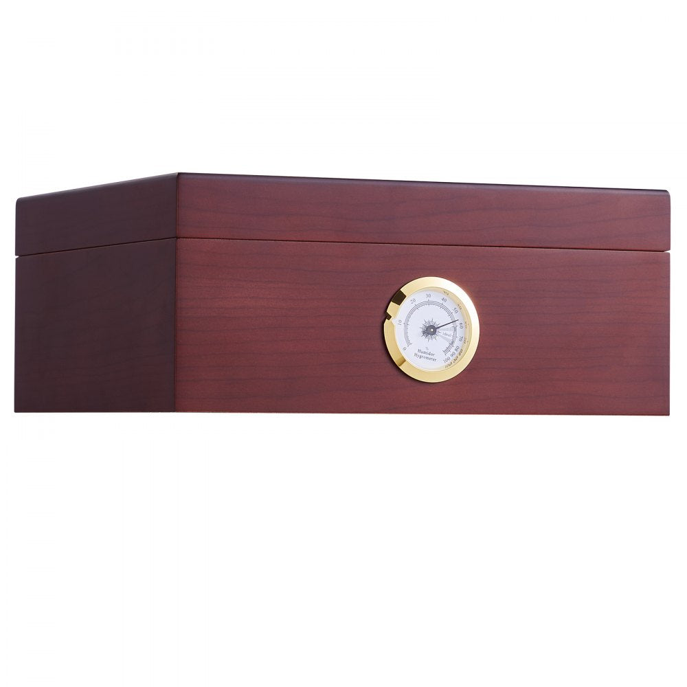 VEVOR Cigar Humidor, Glass Top Cigar Humidor Box, Handmade Spanish Cedar Wood Cigar Desktop Box, Cigar Storage Case with Humidifier, Hygrometer and Divider, 30-50 Cigars, Great Gift for Men