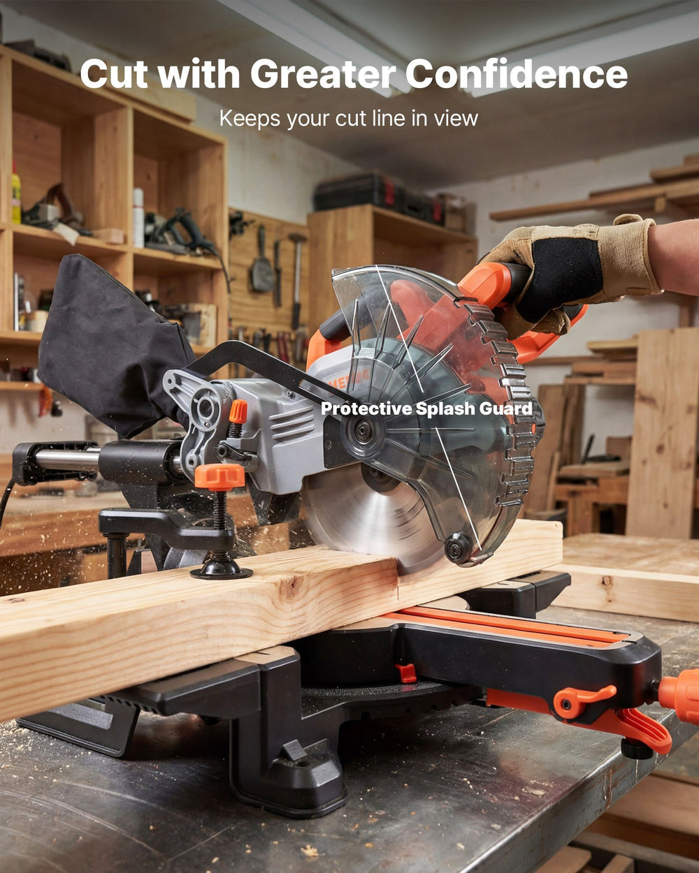 VEVOR Sliding Compound Miter Saw, 7-1/4 inch Blade, DC 18.5V Cordless Miter Saw, with LED Precision Alignment, Adjustable Angles, Battery and Charger Included, for Cutting Wood, Metals, Laminates