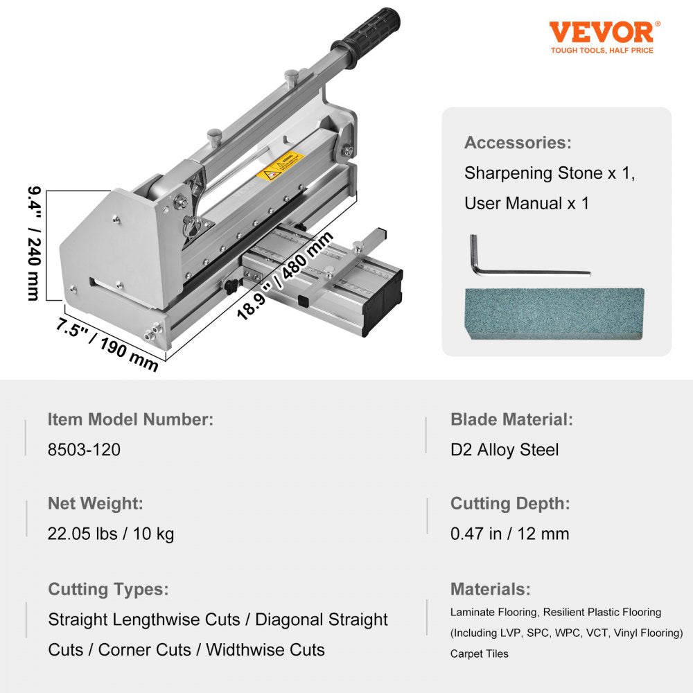 VEVOR Floor Cutter 13 inch, Cuts Vinyl Plank, Laminate, Engineered Hardwood, Siding, 0.47in Cutting Depth Effortless And Easy Cutting, Vinyl Plank Cutter for LVP, WPC, SPC, LVT, VCT, PVC, and More