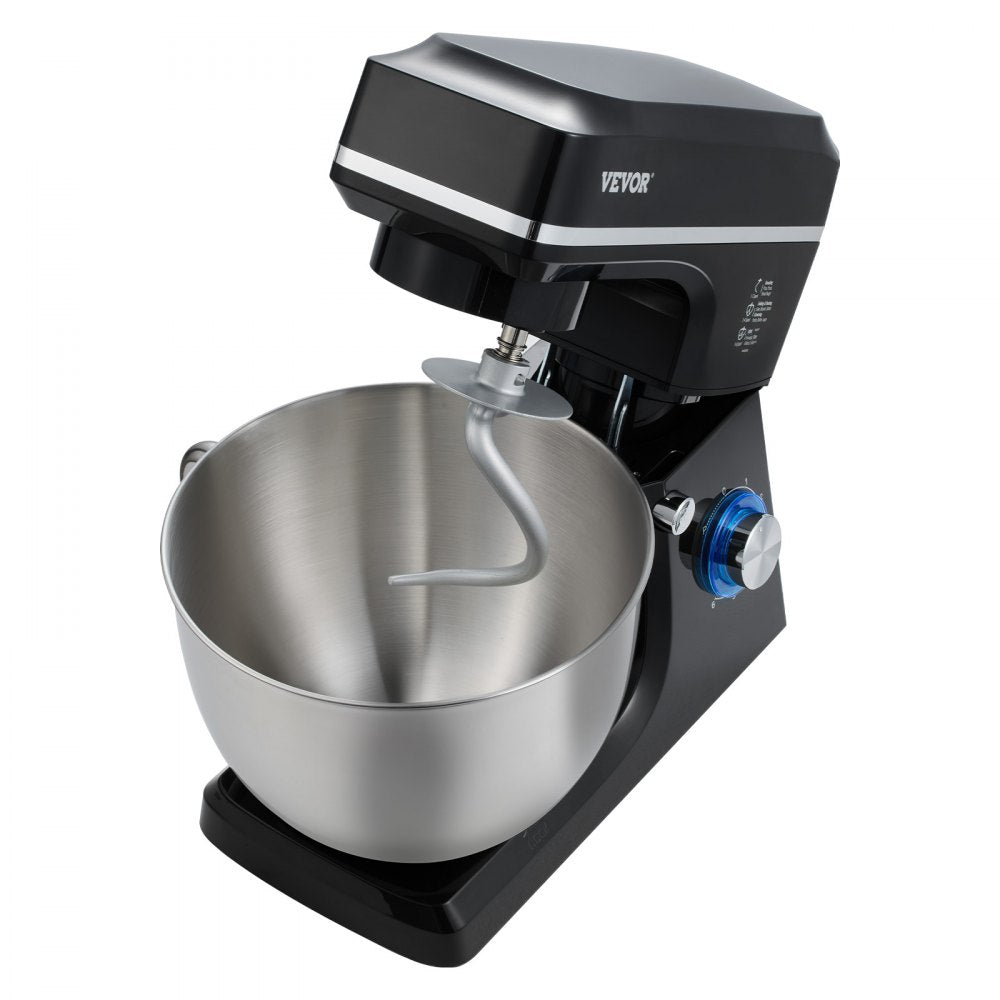 VEVOR Stand Mixer, 8.3QT Dough Mixer, 660W 6+P Speeds Tilt-head Food Mixer with Stainless Steel Bowl, Dough Hook, Wire Whip, Flat Beater, Scraper, Household Stand Mixer for Baking & Mixing, Black