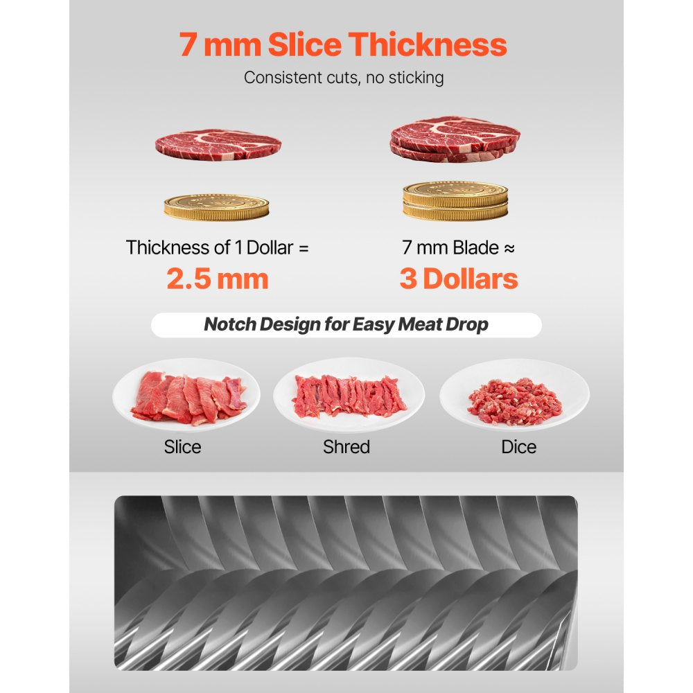 VEVOR Meat Cutter Machine Blade, 7 mm Blade for Commercial Meat Cutter, One Set Blade for SJY-DQ90 Meat Cutting Machine, Stainless Steel, Cutter Slicer Blade Set for Boneless Meat, Soft Vegetables