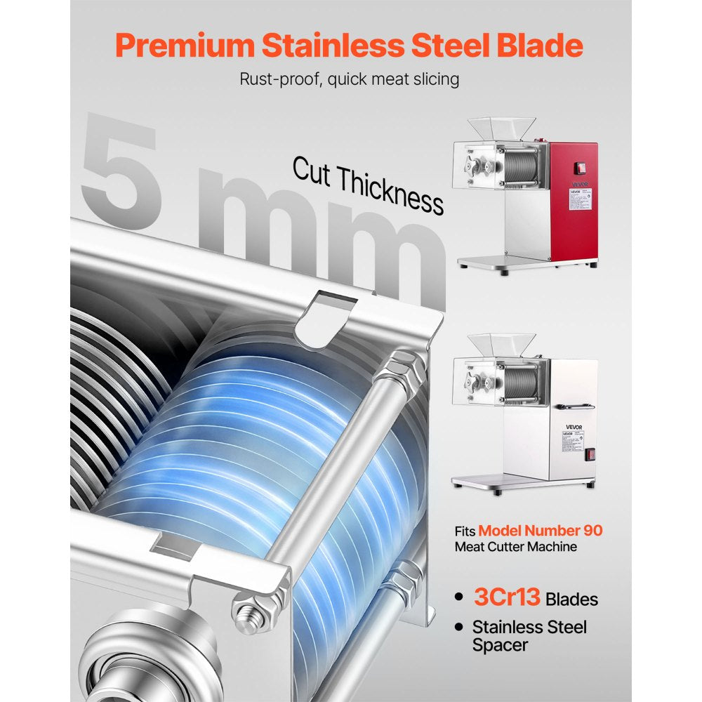 VEVOR Meat Cutter Machine Blade, 5 mm Replacement Commercial Blade for Model 90 Food Slicer, Stainless Steel, for Boneless Meat, Soft Vegetables