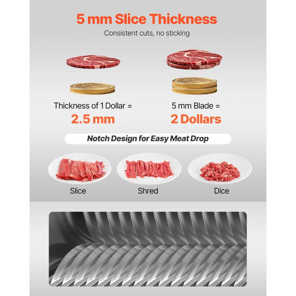 VEVOR Meat Cutter Machine Blade, 5 mm Blade for Commercial Meat Cutter, One Set Blade for SJY-DQ90 Meat Cutting Machine, Stainless Steel, Cutter Slicer Blade Set for Boneless Meat, Soft Vegetables