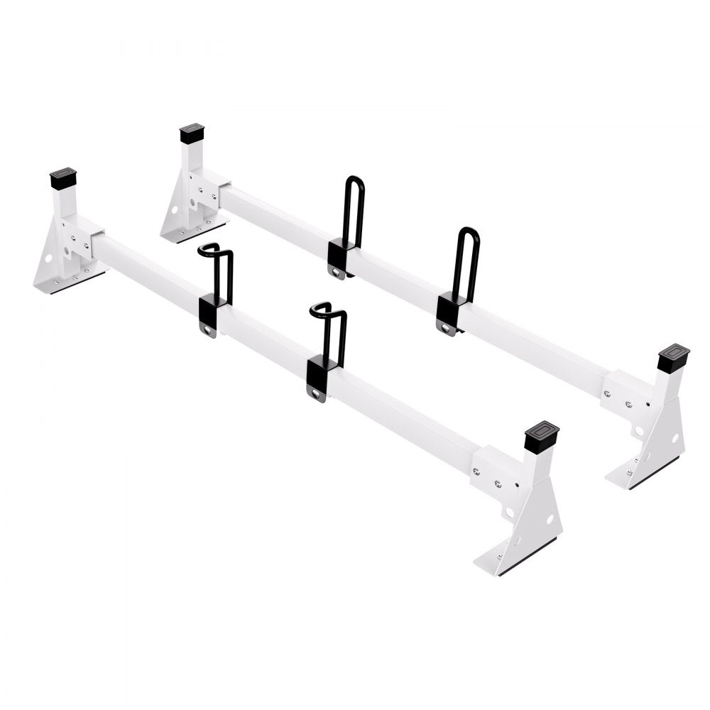 VEVOR Trailer Ladder Rack, 54" 2 Crossbars Ladder Roof Rack, Heavy-duty Steel Van Roof Ladder Rack, 600 lbs Capacity Van Ladder Rack with Straps, Fit for Ford Transit 150, 250, 350, 2015-2022