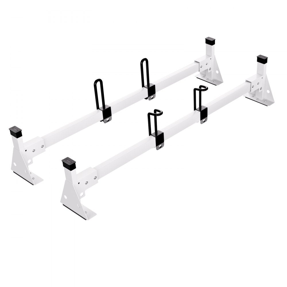 VEVOR Trailer Ladder Rack, 54" 2 Crossbars Ladder Roof Rack, Heavy-duty Steel Van Roof Ladder Rack, 600 lbs Capacity Van Ladder Rack with Straps, Fit for Ford Transit 150, 250, 350, 2015-2022