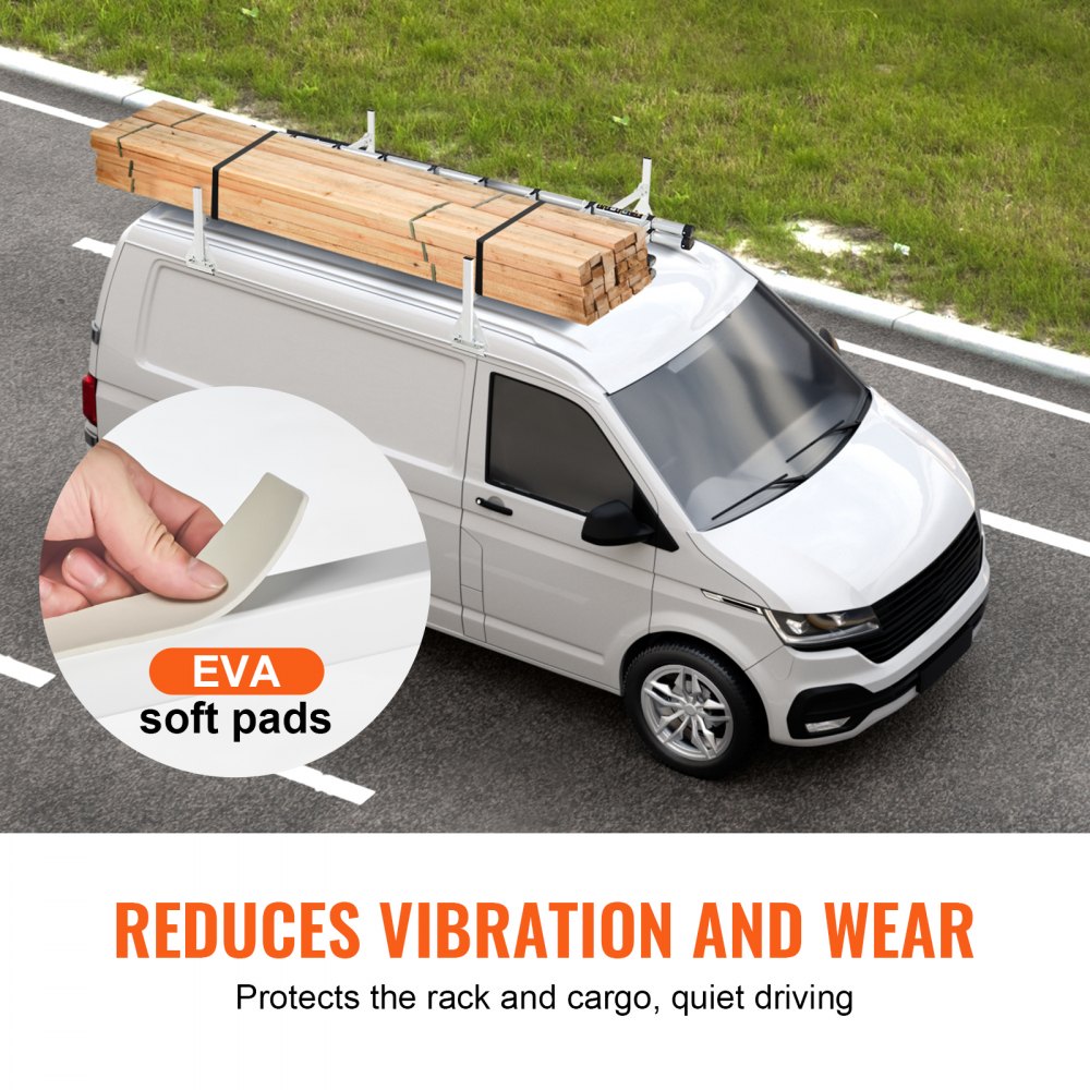 VEVOR Trailer Ladder Rack, 59" Adjustable Roof Rack, 2 Crossbars Van Roof Ladder Rack, 600 lbs Capacity Steel Van Ladder Rack, Fit for Chevrolet Express 1500 2500 3500/ Ford E150 E250 E350/ GMC Savana