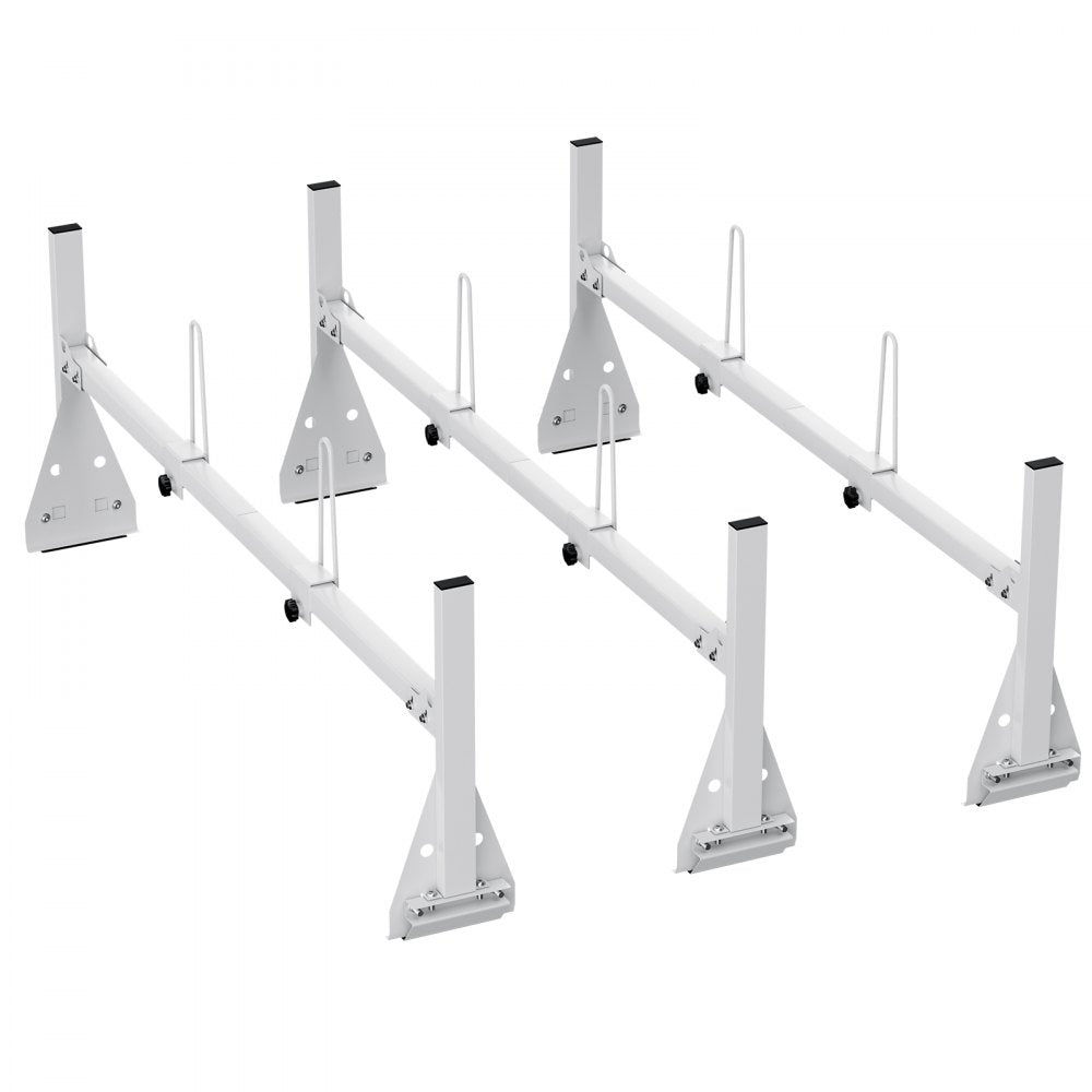 VEVOR Trailer Ladder Rack, 59" Adjustable Roof Rack, 3 Crossbars Van Roof Ladder Rack with Straps, 800 lbs Capacity Steel, Fit for Chevrolet Express 1500 2500 3500/ Ford E150 E250 E350/ GMC Savana