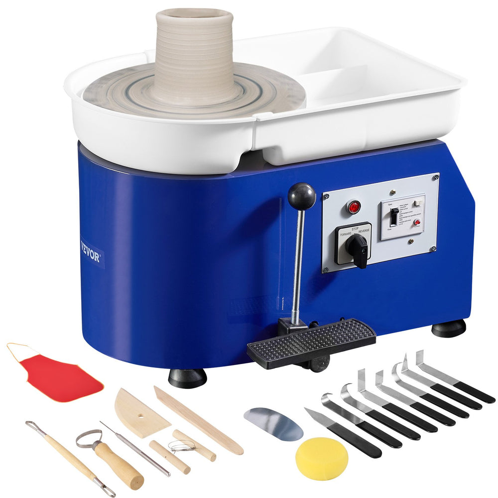 VEVOR Pottery Wheel, 350W, 11 in Clay Wheel Forming Machine, 60-300 RPM Adjustable Speed with Handle and Pedal Control, ABS Detachable Basin, Accessory Kit for Adults and Beginners Craft DIY, Blue
