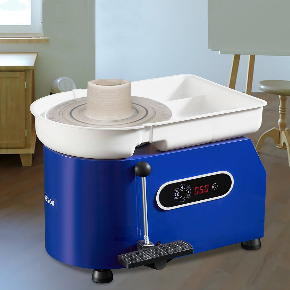 VEVOR Pottery Wheel, 450W, 11 in Clay Wheel Forming Machine, 60-300 RPM Adjustable Speed with Handle and Pedal Control, ABS Detachable Basin, Accessory Kit for Adults and Beginners Craft DIY, Blue