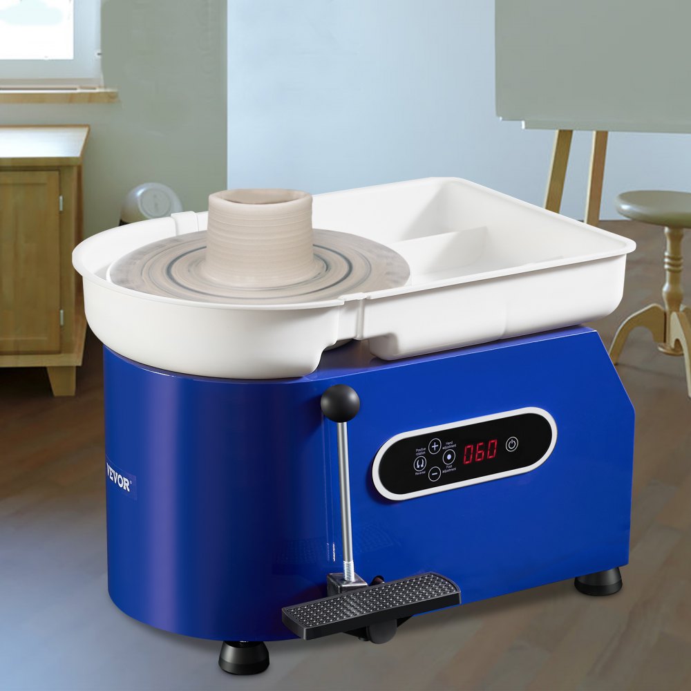 VEVOR Pottery Wheel, 450W, For Adults and Beginners, 11in Clay Wheel Machine,  Adjustable 60-300RPM Speed Handle and Pedal, ABS Detachable Basin, Accessory Kit for Craft DIY, LCD Touch Screen, Blue