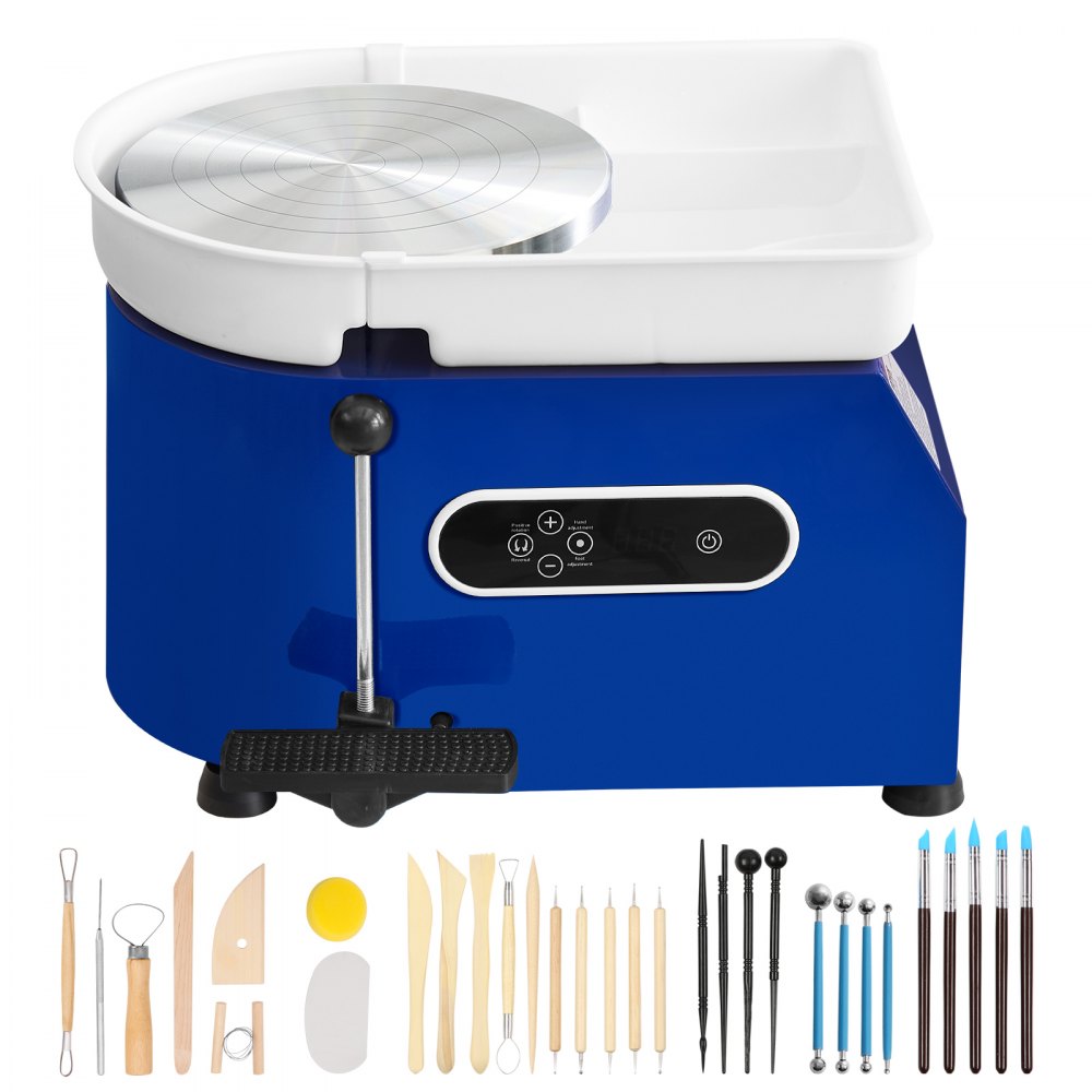VEVOR Pottery Wheel, 450W, For Adults and Beginners, 11in Clay Wheel Machine,  Adjustable 60-300RPM Speed Handle and Pedal, ABS Detachable Basin, Accessory Kit for Craft DIY, LCD Touch Screen, Blue
