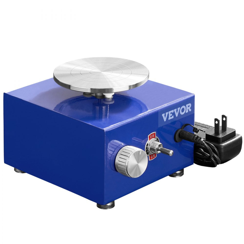 VEVOR Mini Pottery Wheel, for Kids or Beginners, 2 Turntables 2.6in/3.9in Ceramic Wheel Machine, Adjustable 0-300RPM Speed ABS Detachable Basin, 17 Pottery Accessories, Work Art Craft DIY, 30W, Blue