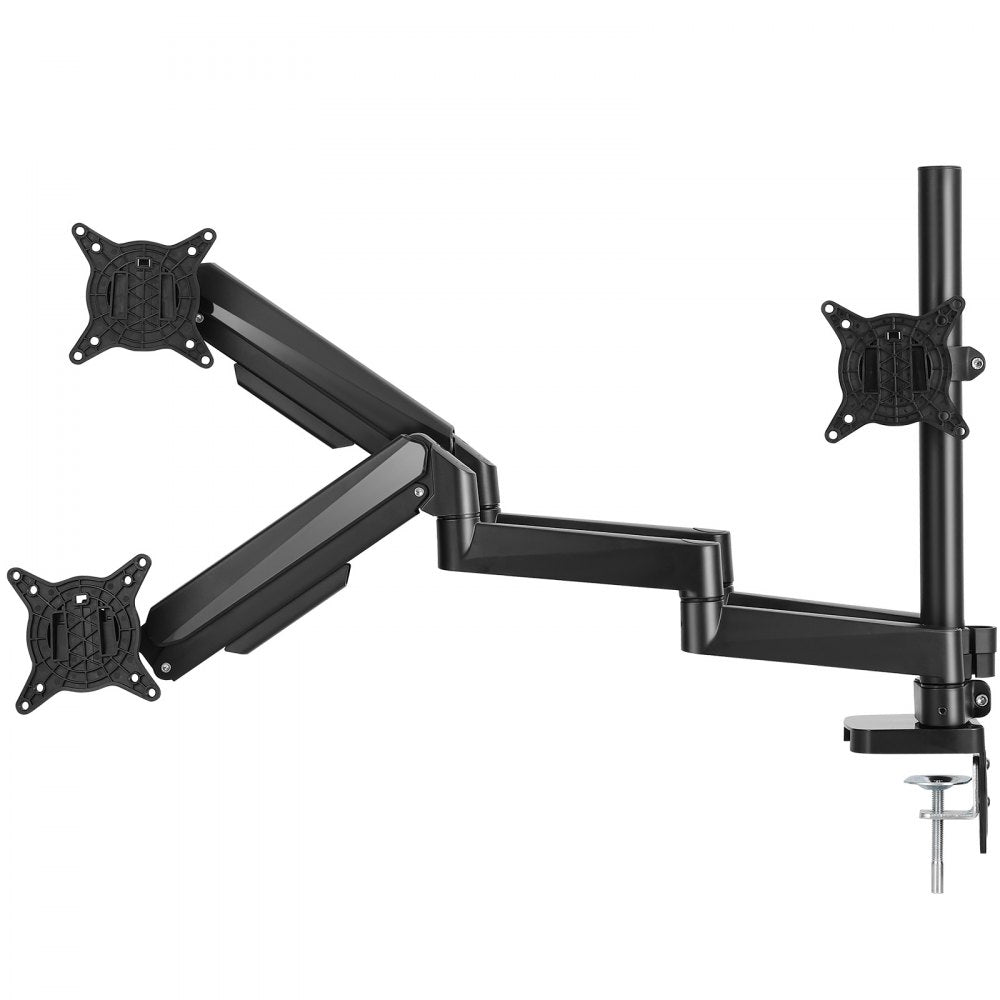 VEVOR Triple Monitor Mount, Supports 13"-27" Screens, Fully Adjustable Gas Spring Monitor Arm, Holds up to 20 lbs per Arm, Triple Monitor Stand with C-Clamp/Grommet Mounting Base, VESA Mount 75/100 mm