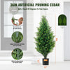 VEVOR Artificial Cedar Topiary Tree, 36 inch Tall (2 Pieces), with Extra Leaves & Pot Faux Evergreen Fake Pine Cypress Trees Plant, UV Rated Artificial Greenery Set for Home Decor Indoor/Outdoor
